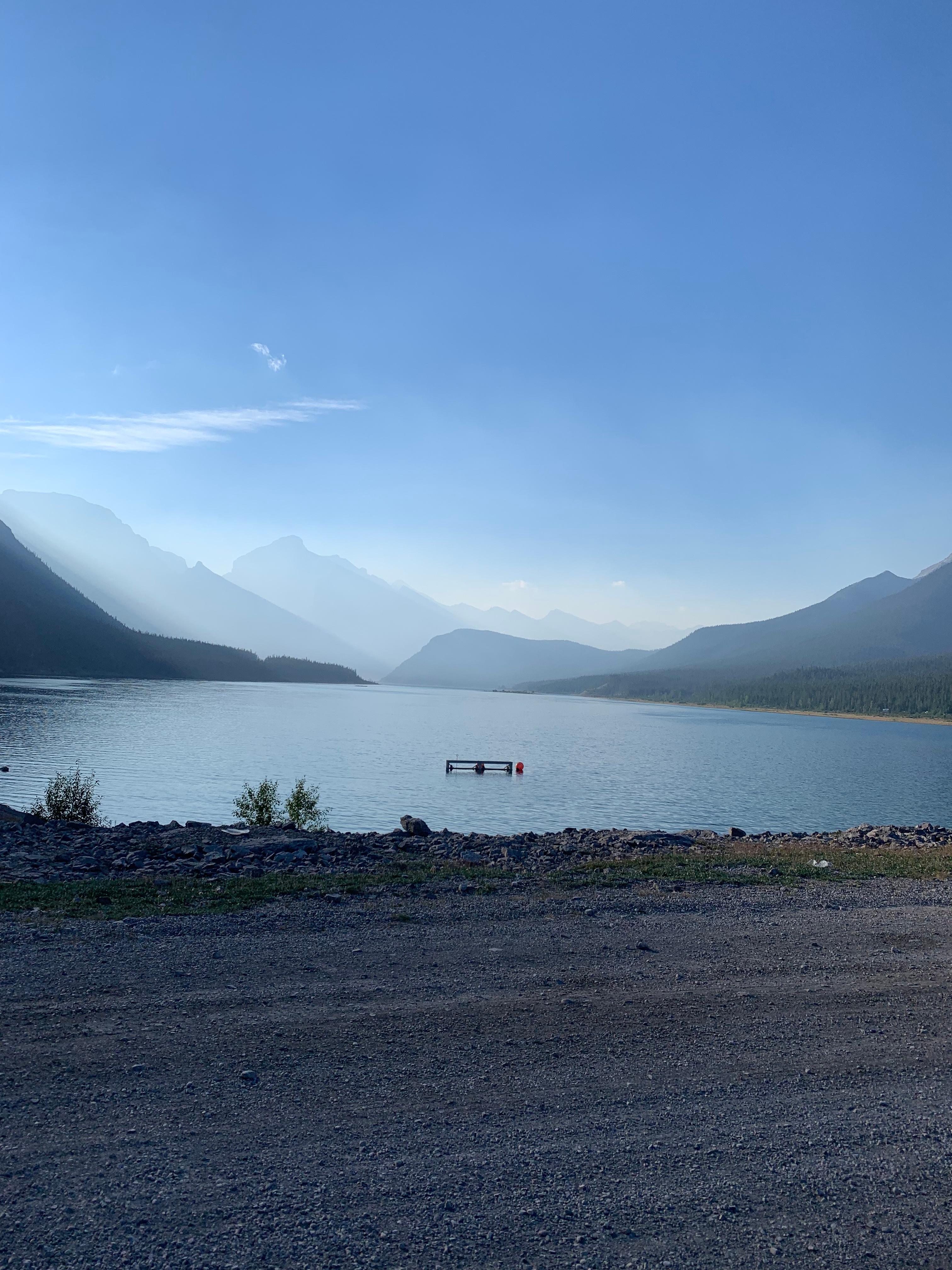 canadian mountains over lake